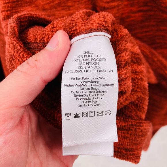 Eddie Bauer Fleece Sweater Mens Medium Ascent Quarter Zip Orange - Picture 7 of 11